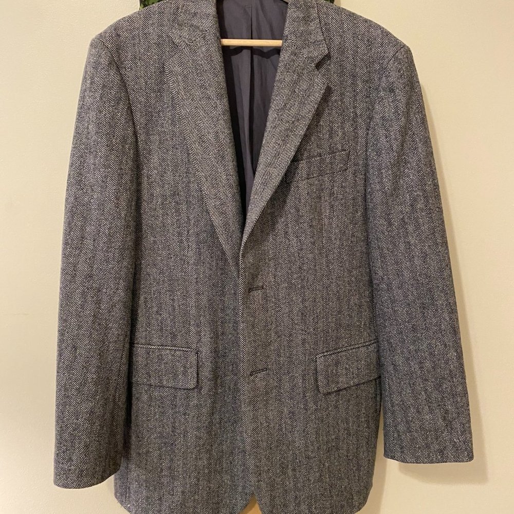 Express Dark Grey Herringbone Blazer/ Sportscoat - Ivy Style/ Academia - 42R